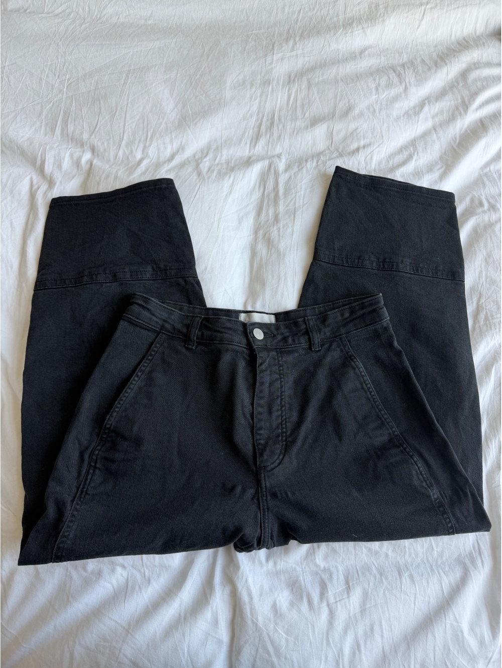 Everlane The Utility Barrel Pant Jeans Black Size 8 Cropped Curved Leg Seam